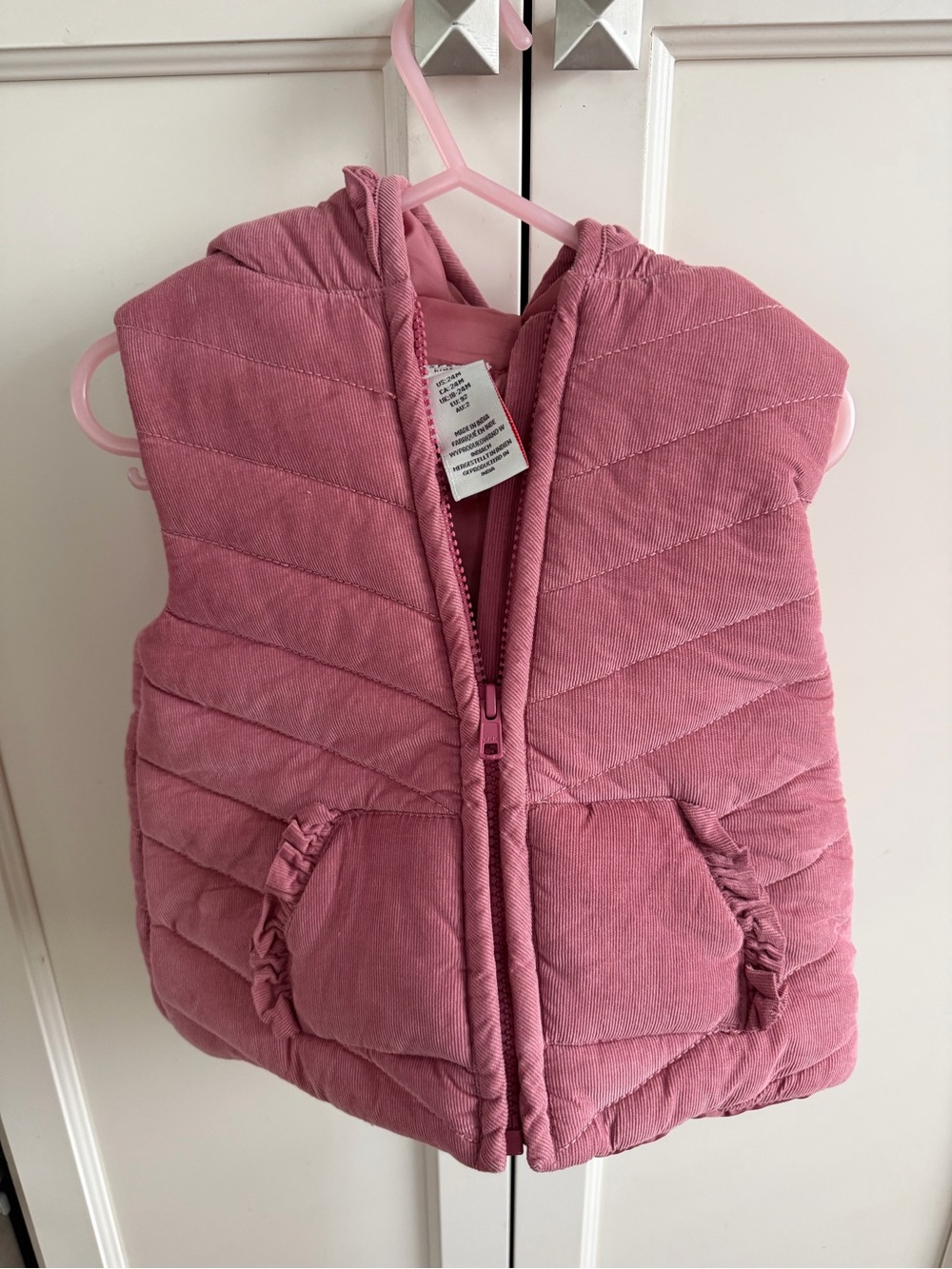 Aspen kids Pink Quilted corduroy Hooded Vest - Girls 2t